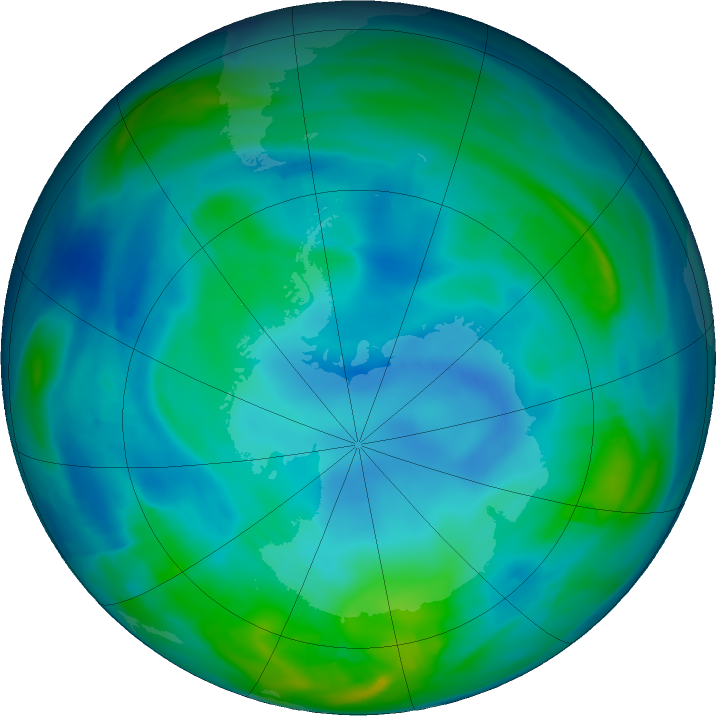 Antarctic ozone map for 03 June 2022